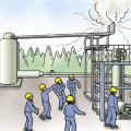 試掘井戸の噴出試験作業中、排気口から硫化水素ガスが噴出して中毒
